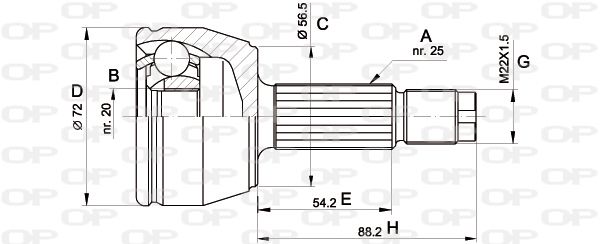 OPEN PARTS Шарнирный комплект, приводной вал CVJ5277.10